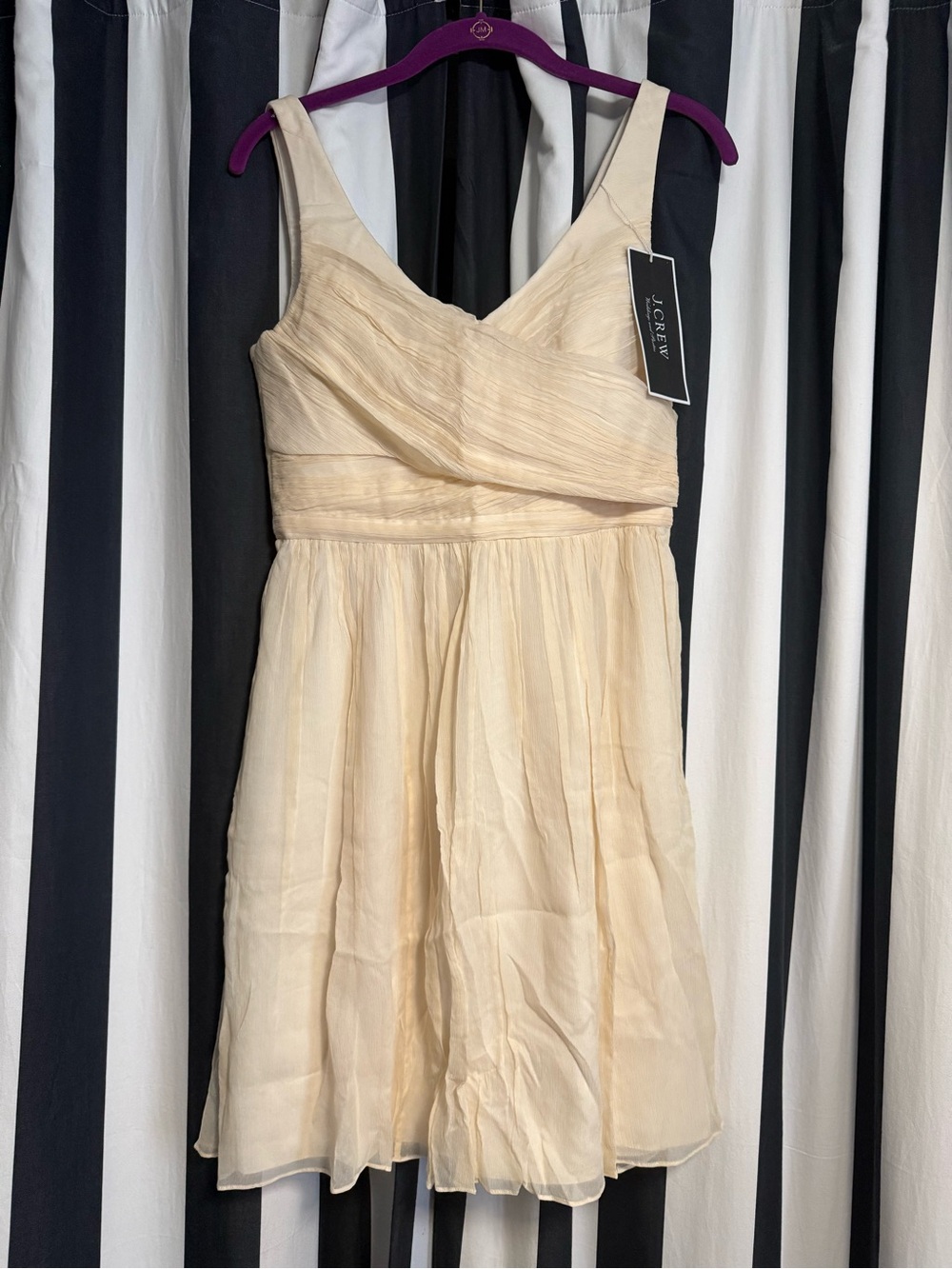 J. Crew Champagne Silk V-Neck Mini Dress